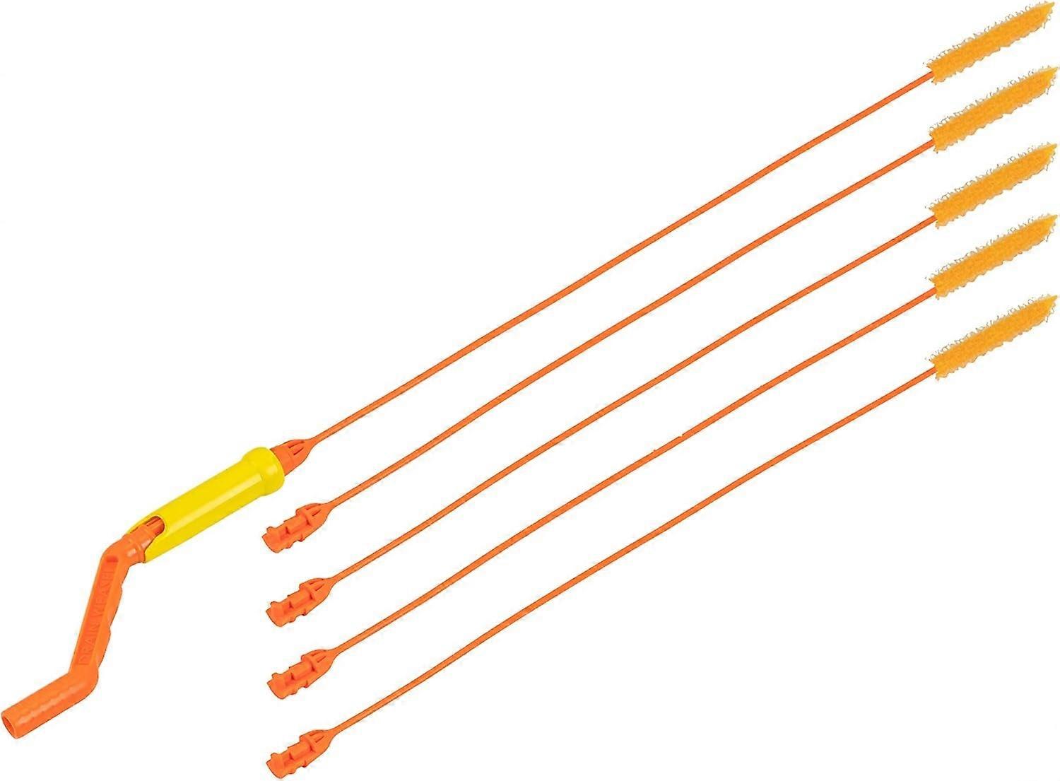 Drain Weasel Sink Snake Cleaner - 25.6 inch - Drain Hair Clog Remover Tool with Rotating Handle & 3