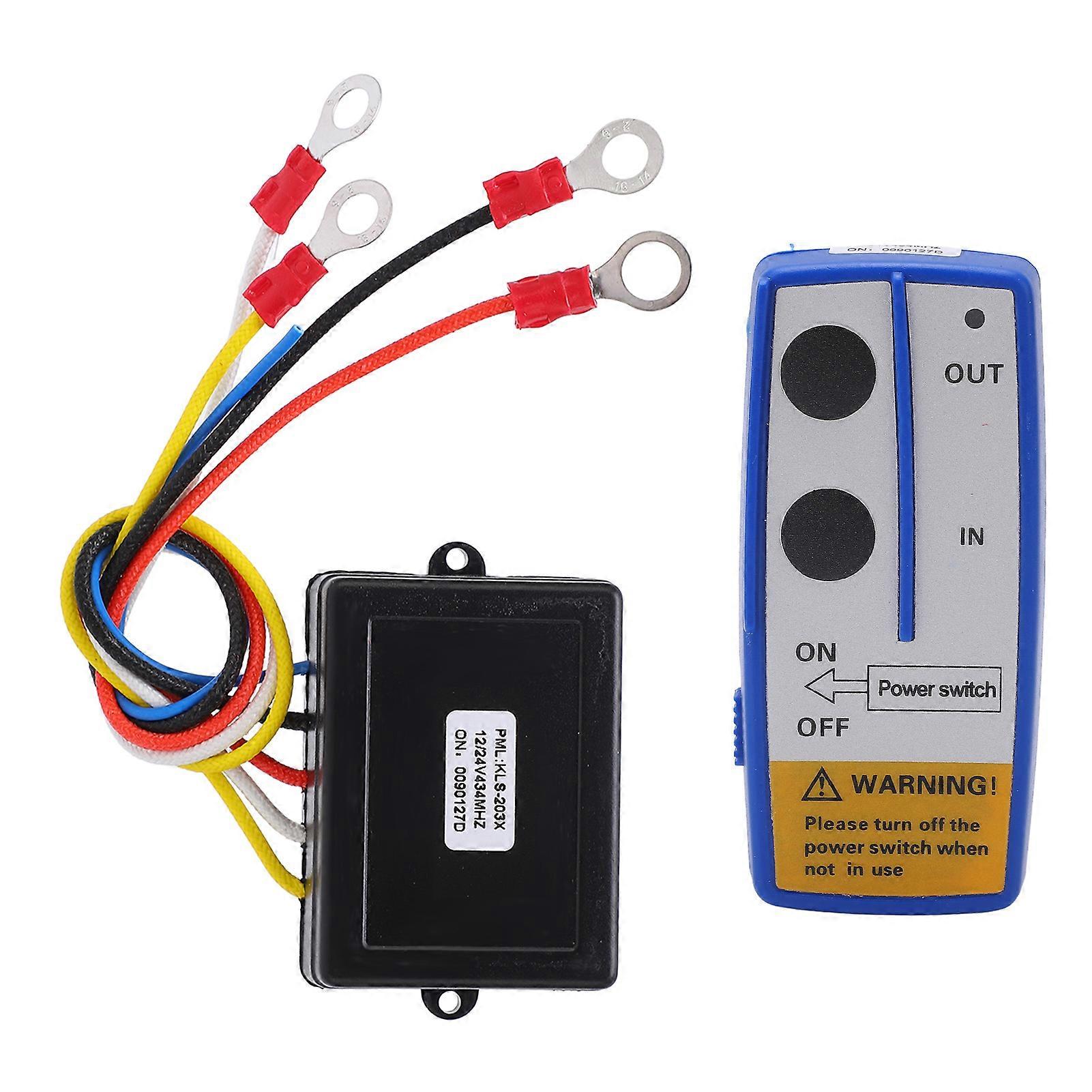 Universal Winch Wireless Remote Control Switch Kit with Receiver 12V 24V for Truck Jeep ATV SUV Blue