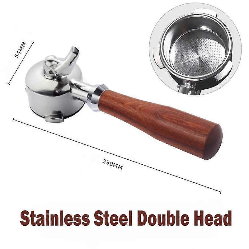 Wooden 304 Stainless Steel 54mm Bottomless Portafilter Coffee Filter For Sage Breville 870/880 Cafe Machine Double Head Serving