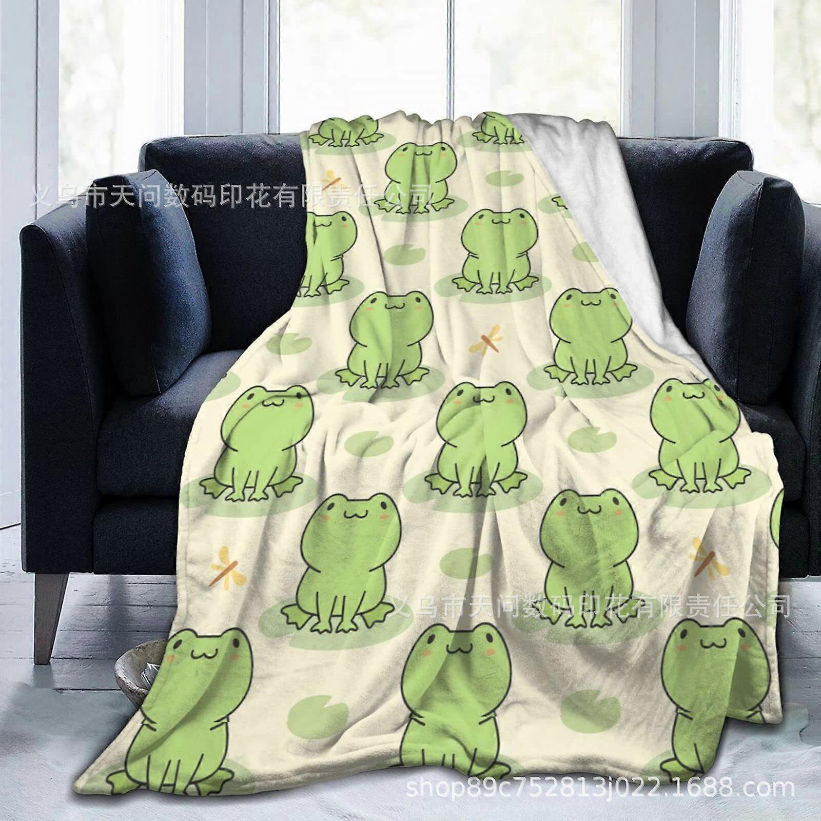 Cute Frog Print Blanket Light Sofa Bedroom Plush Blanket