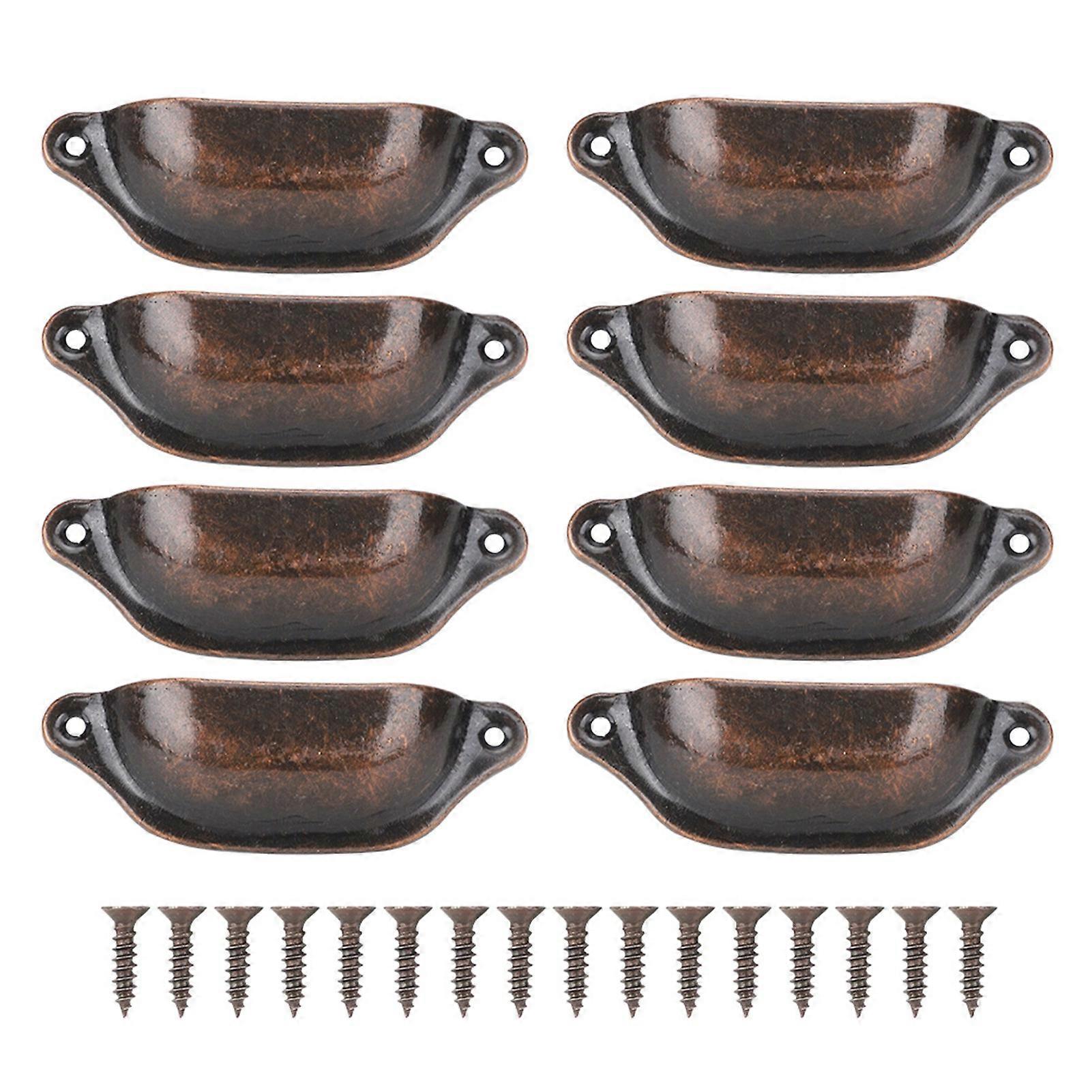 アンティークプルシェルハンドル半円形の中国風家具プル薬チェスト書棚キャビネット引き出し(レッドブロンズ)