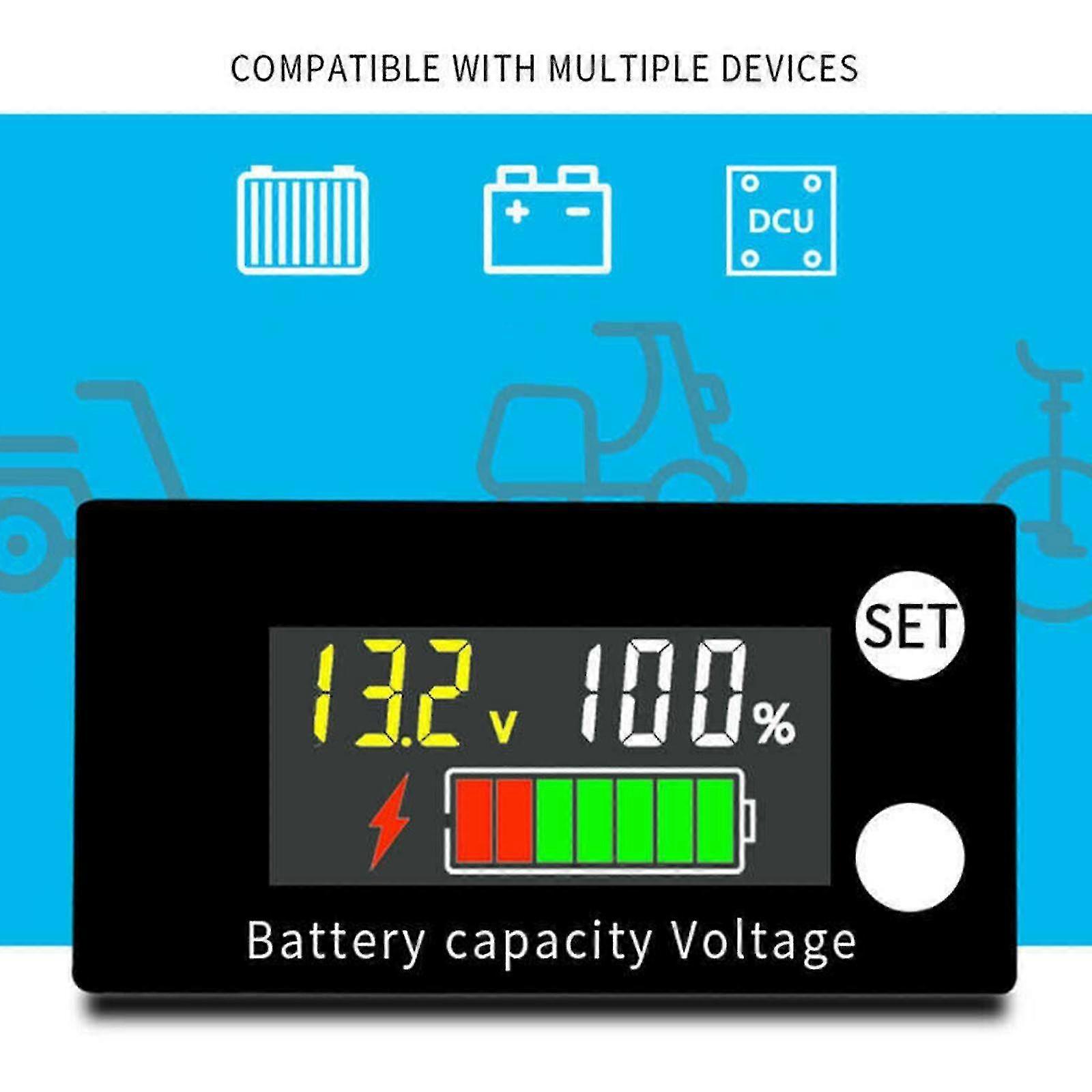 Battery Capacity Indicator DC 8V-100V Lead Acid Lithium Car Voltmeter