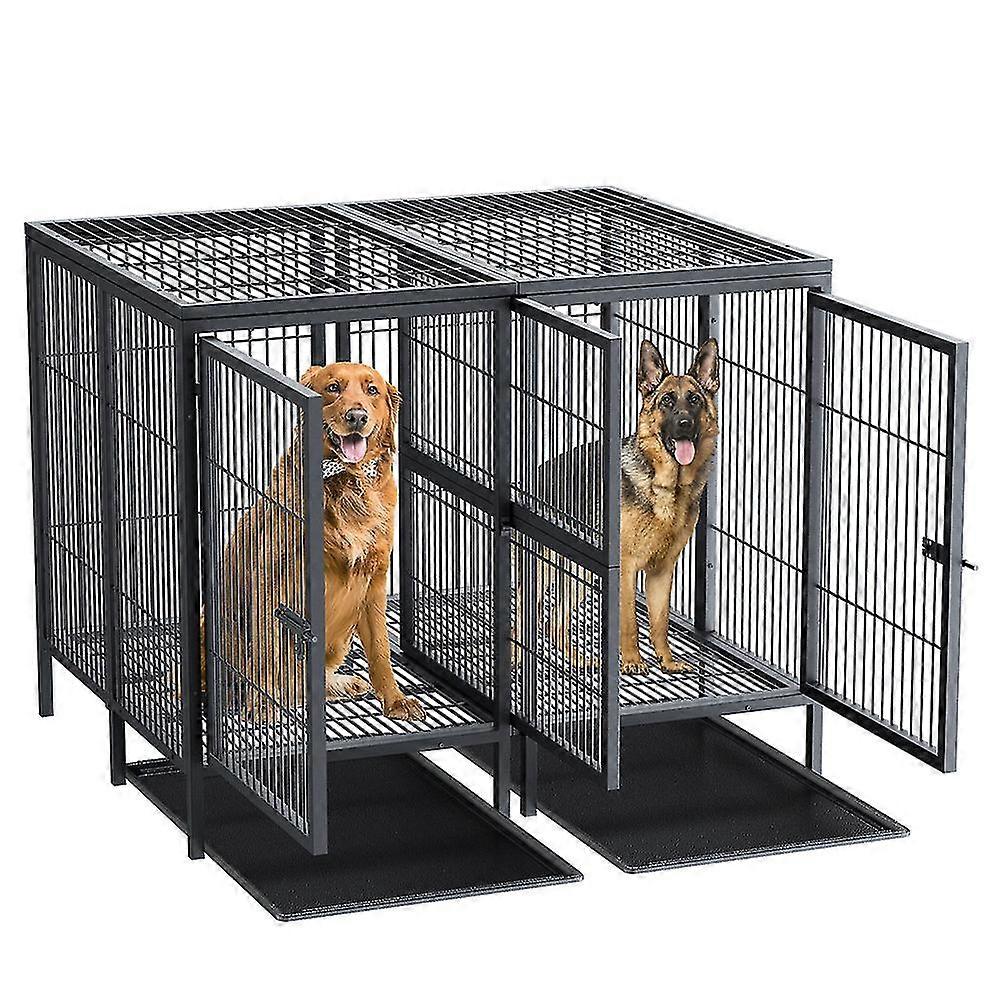 Cage de transport robuste pour chien, en métal, avec séparateur amovible, pour l'entraînement et le jeu.