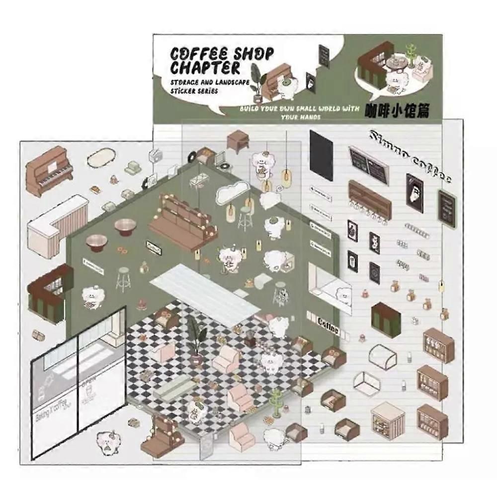12 Sets DIY 3D House Stickers - Reusable Cartoon Scene Stickers For Phones & Notebooks