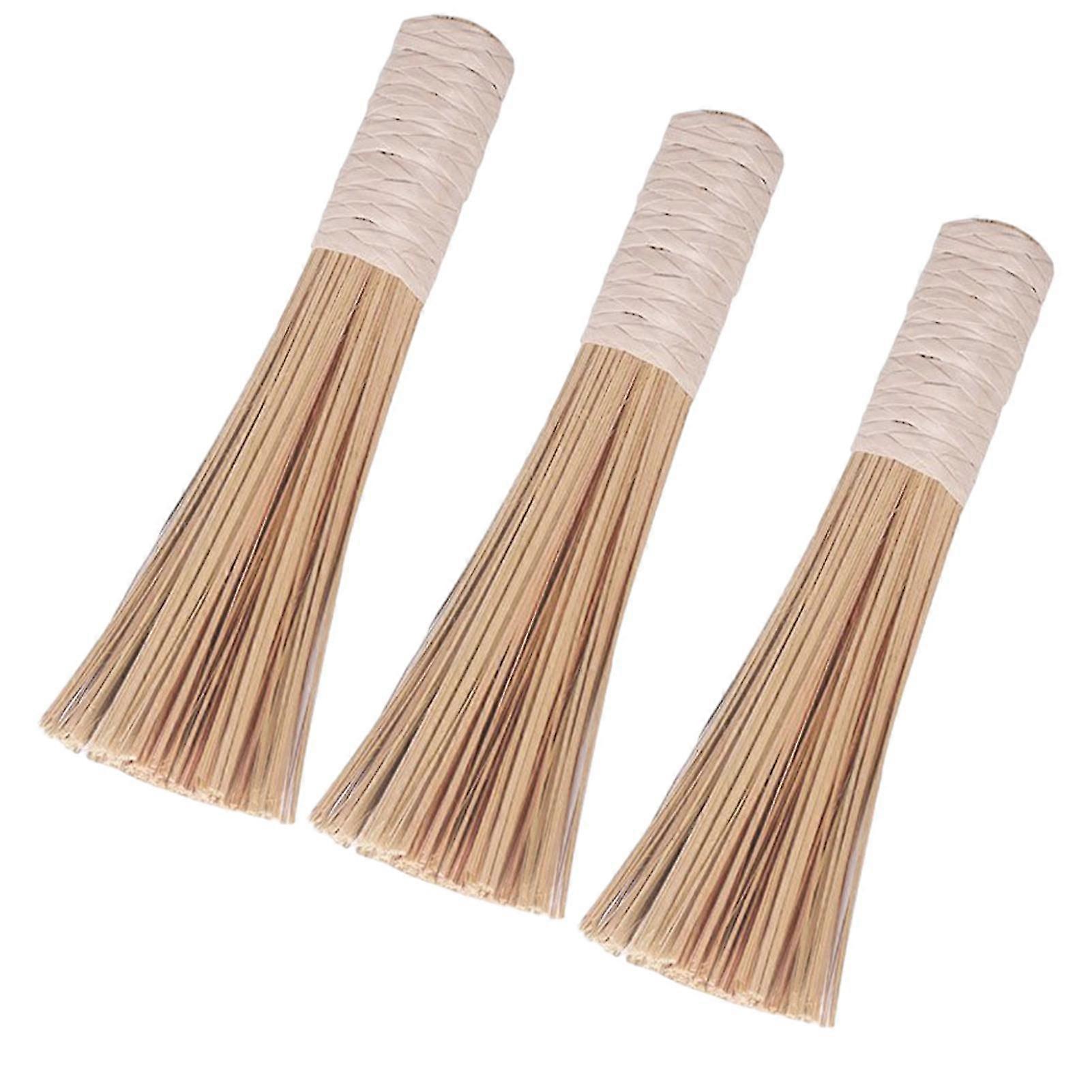 3pcs Comfortable Grip Natural For Kitchen Bamboo Pan Brush Multi Functional Flat