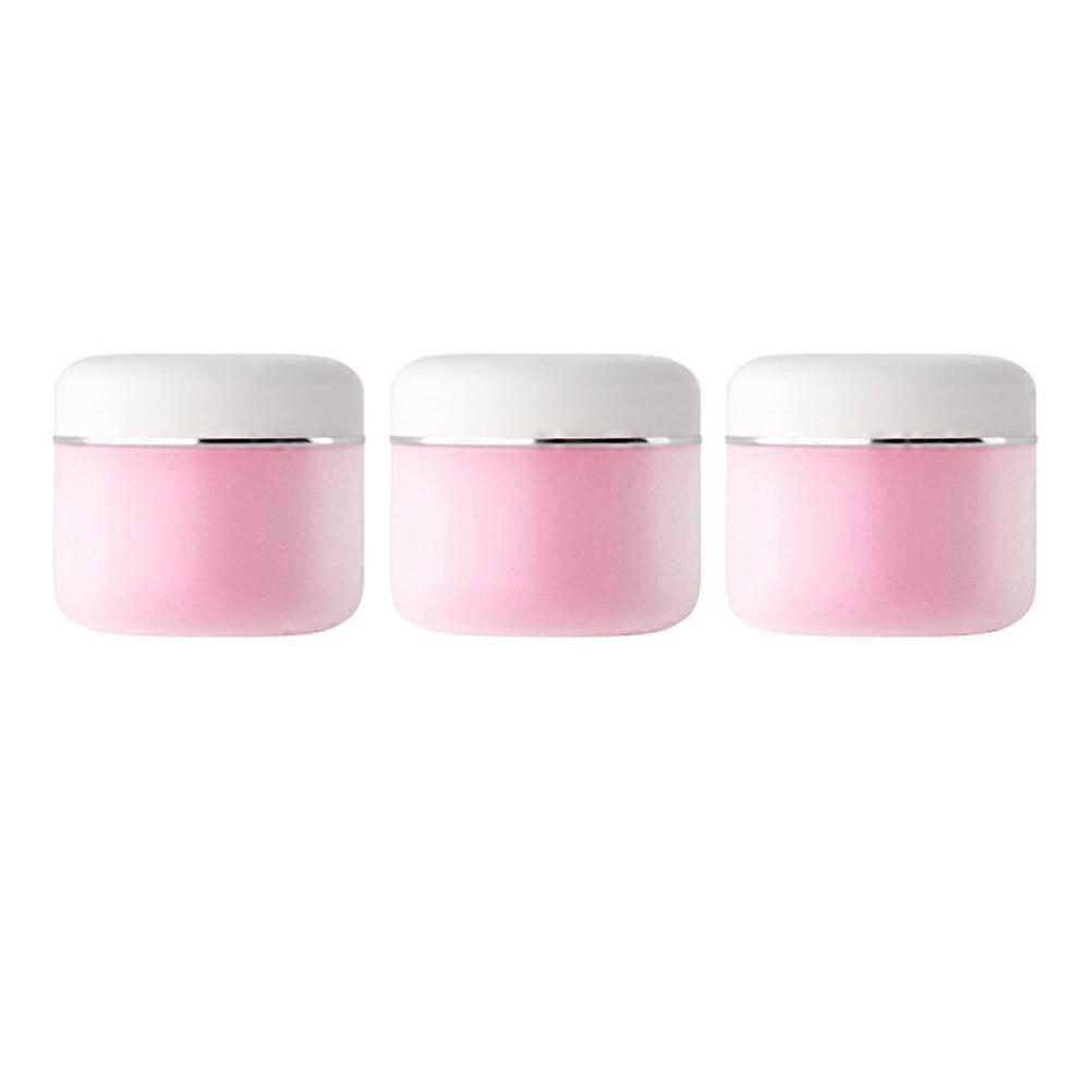 3PCS Pink Face Cream Box Portable Cosmetics Subpackaging Box R Corner Double-layer Cream Bottle Portable Eye Shadow Cream Storage Box for Home Trip Tr