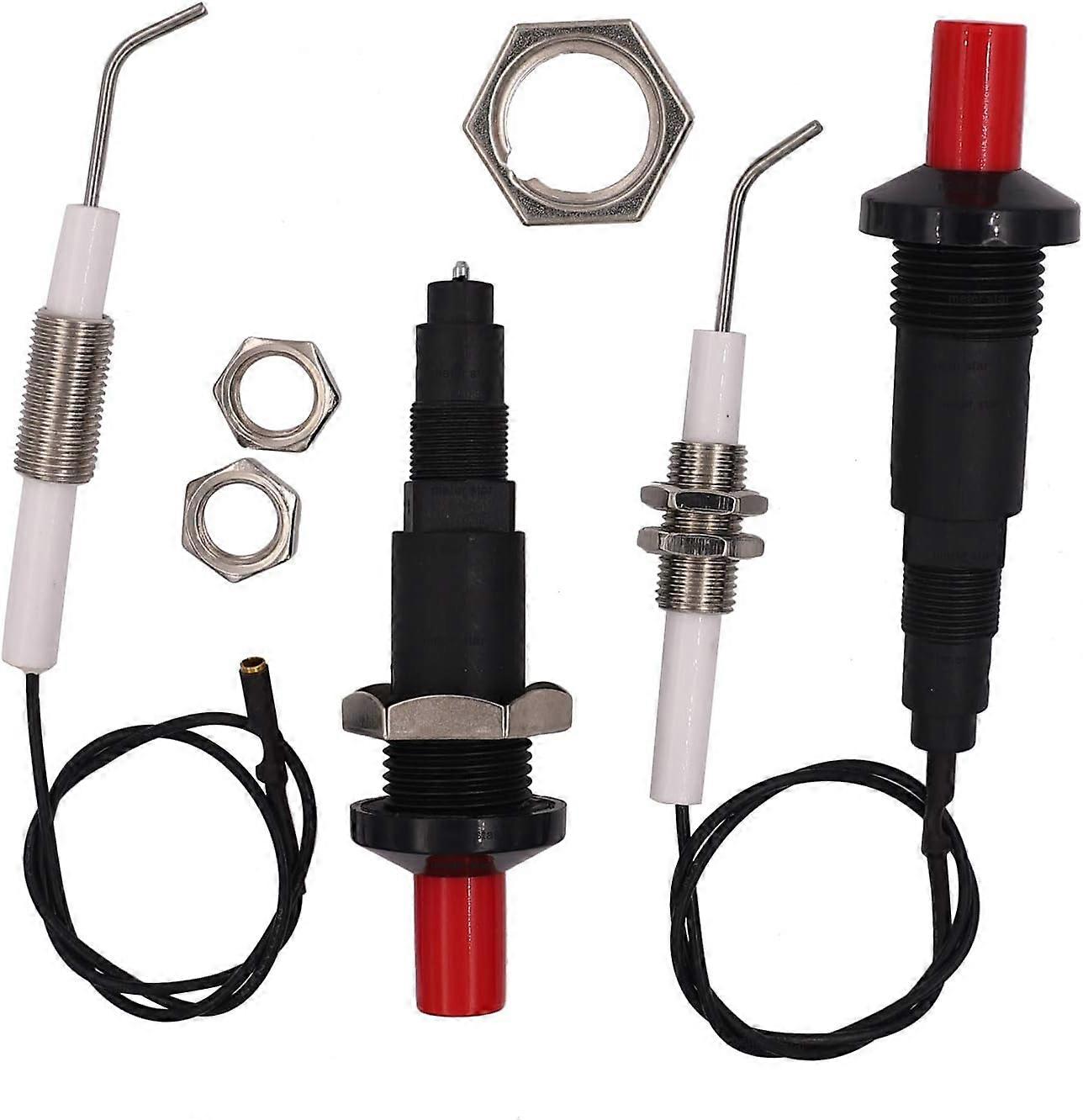 2 Pack Piezo Igniter Gas Grill Igniter with Push Button Universal Threaded Ceramic Electrode 30cm