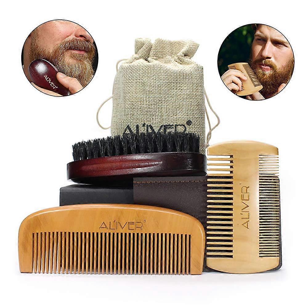 Premium Beard Grooming Kit for Men - Beard Brush, Comb, Mustache - Complete Care Package