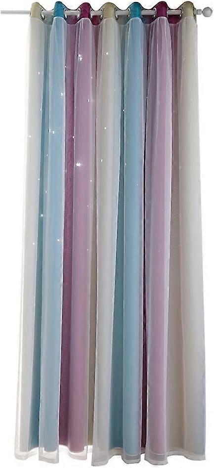 Striper Hule Stjerner Blackout Gardiner For Stue Soverom Voile Gardiner Gradient Blackout Gardin