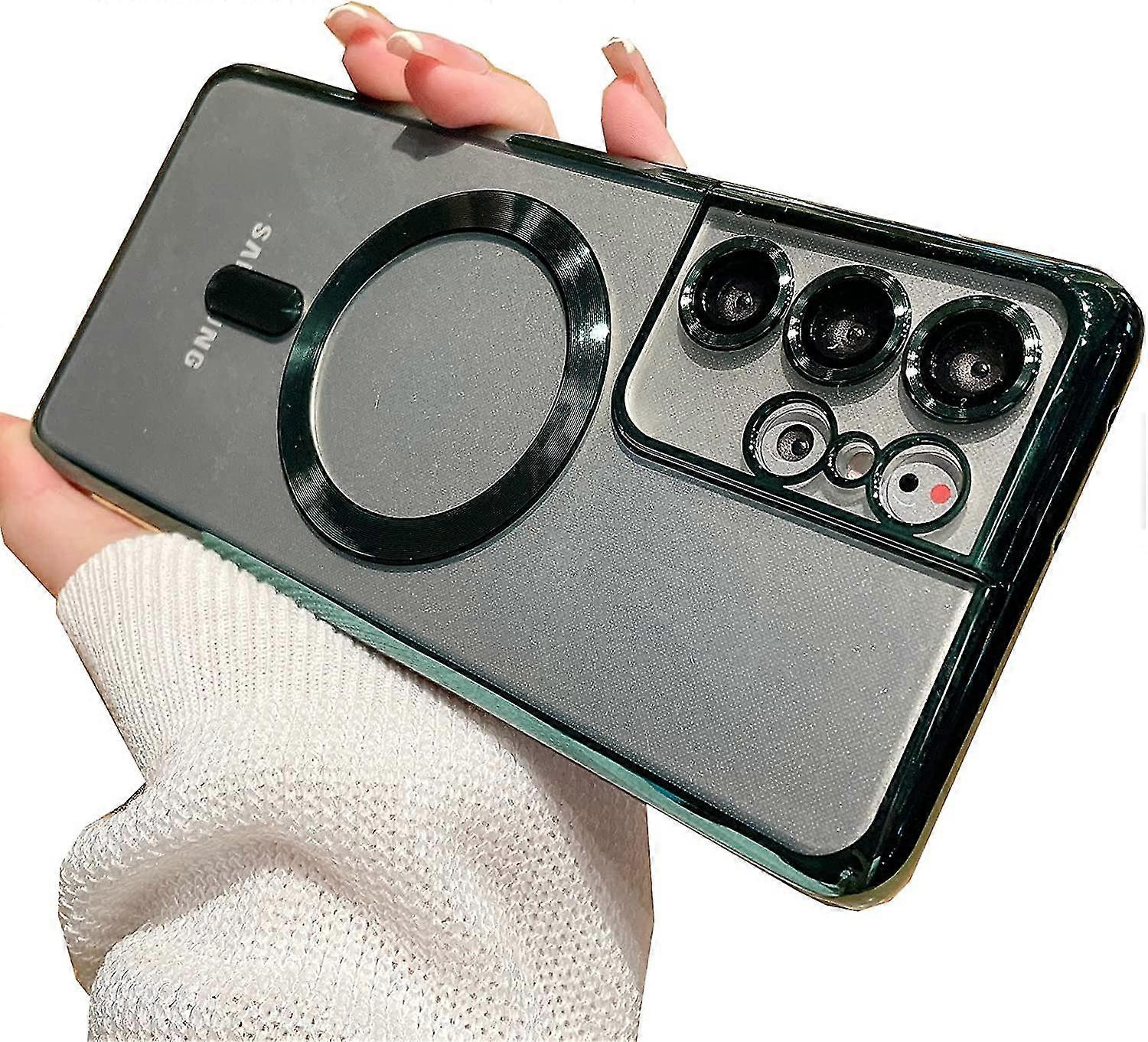 For Samsung Galaxy S21 Ultra Case Compatible With Magsafe Wireless Charging,with Camera Protector Transparent For Samsung Galaxy S21 Ultra Soft Cover