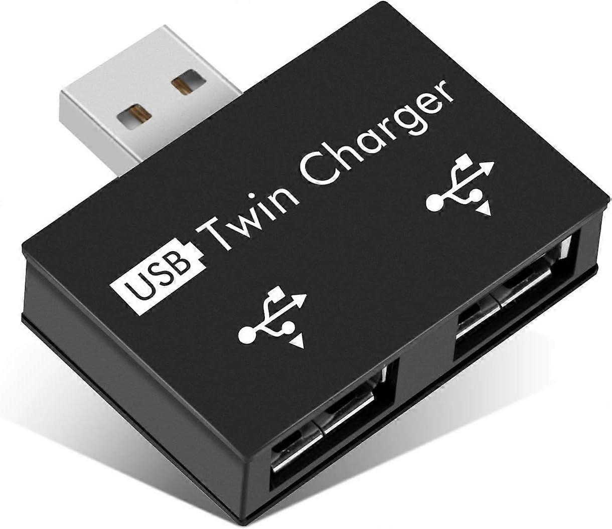 Mini 2.0 USB Hub Adapter 2 Ports, Small USB Splitter Male to 2 Female Adapter Portable Data Hub for Laptops Desktops USB Flash Drives Sync Data Chargi