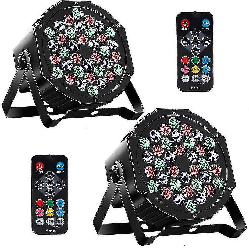 Luzes de palco (2 Pack), Rgb 36 Led Par Lights Sound Activated Dmx Control, 7 modos Uplighting Lights com controle remoto Dj Lights, Iluminação de palco para