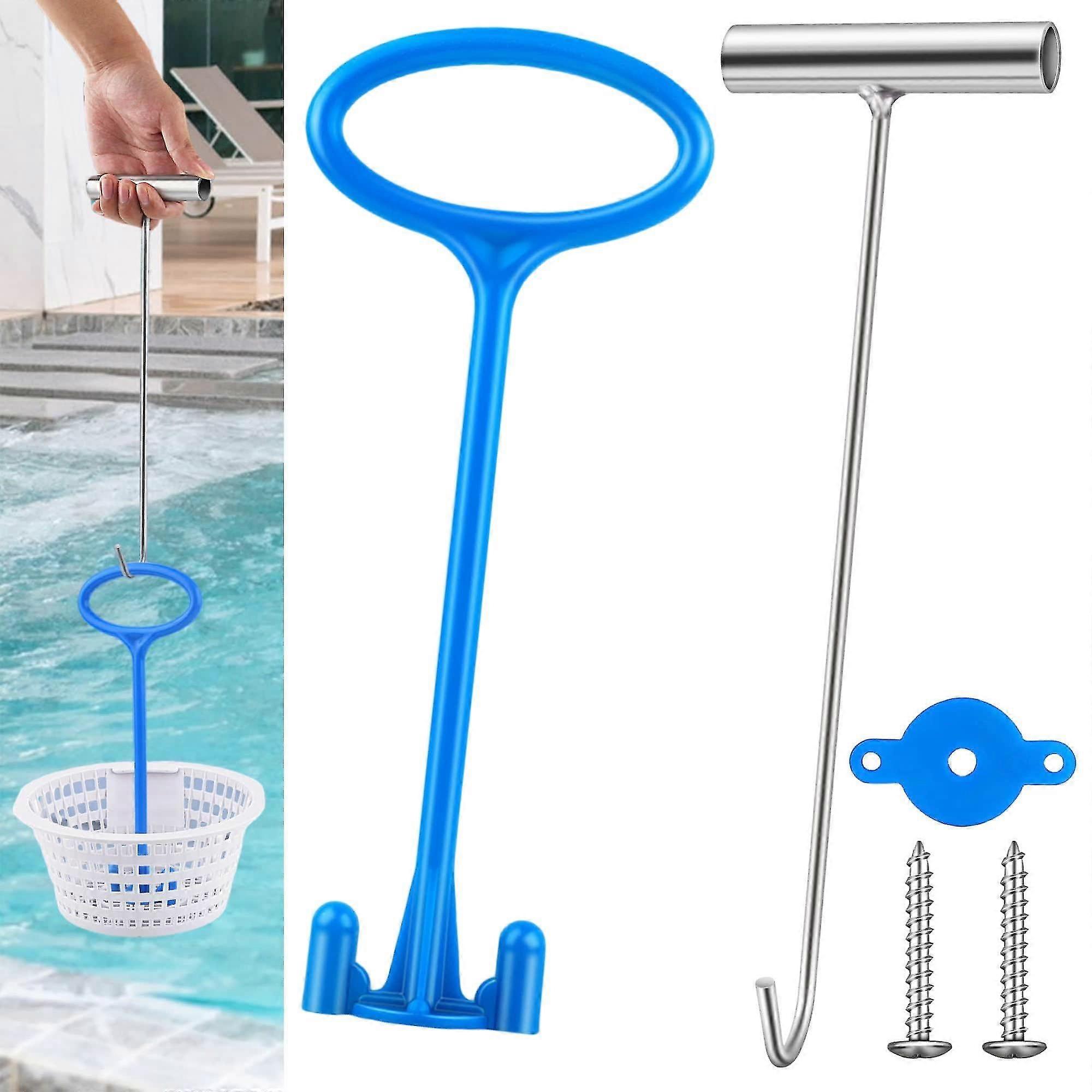 Skimmer Basket Handle 1pcs, Pool Skimmer Basket Handle Suitable for All Skimming Baskets, Pool Filter Basket Handle Cleaning Tool for Hands Safe and C