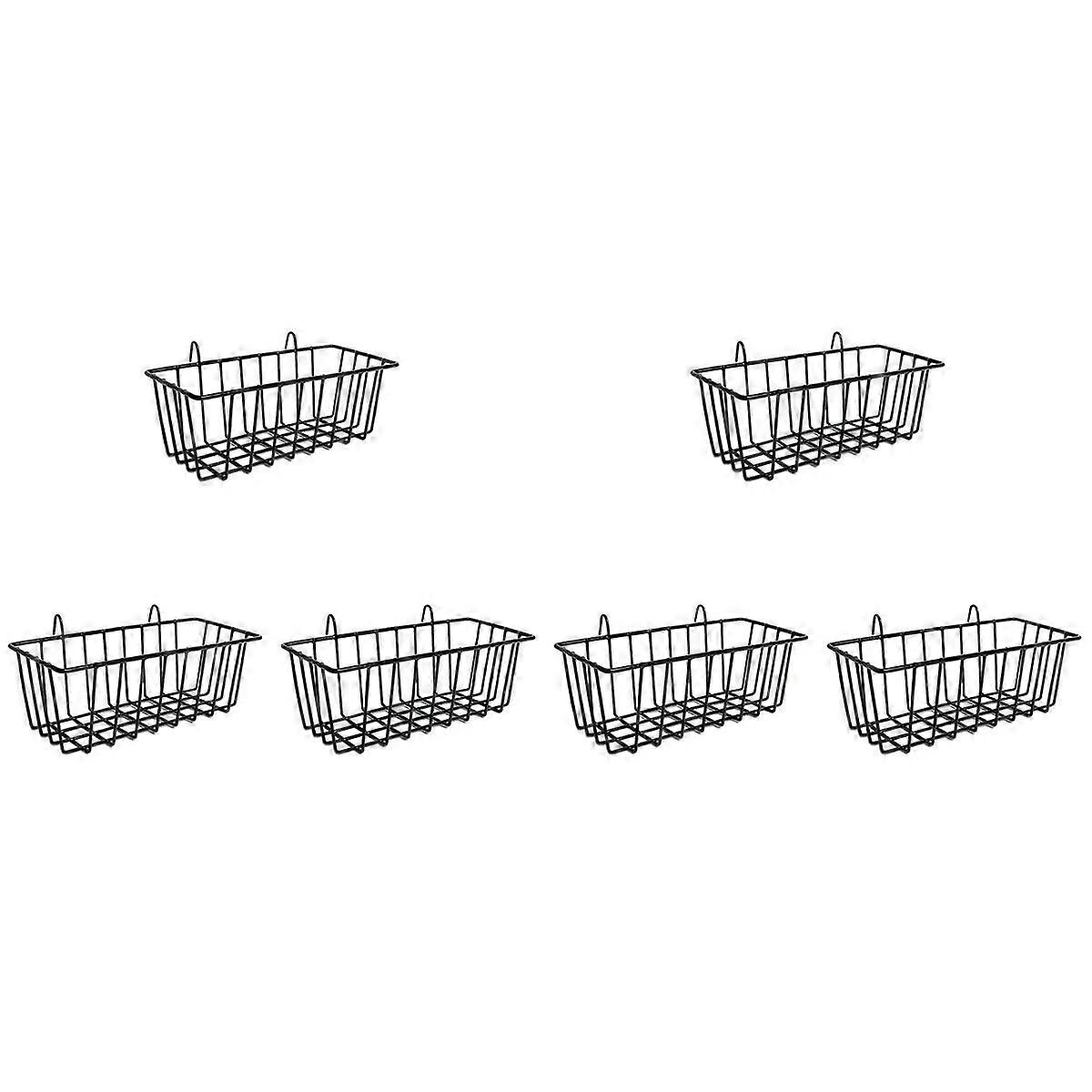 6 Pcs Wire Baskets,Wall Grid Panel Hanging Wire Basket,Wall Storage and Display Basket for Cabinet