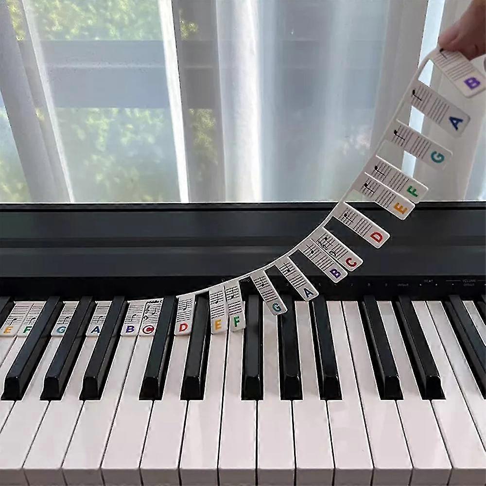 Removable Piano Keyboard Note Labels Reusable Silicone 88 Keys Piano Notes Guide Stickers - XSS