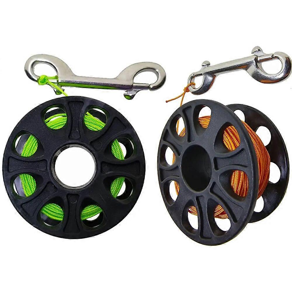 30M Scuba Diving Finger Spool Reel with double end snap for Cave Wreck Dive Snorkeling