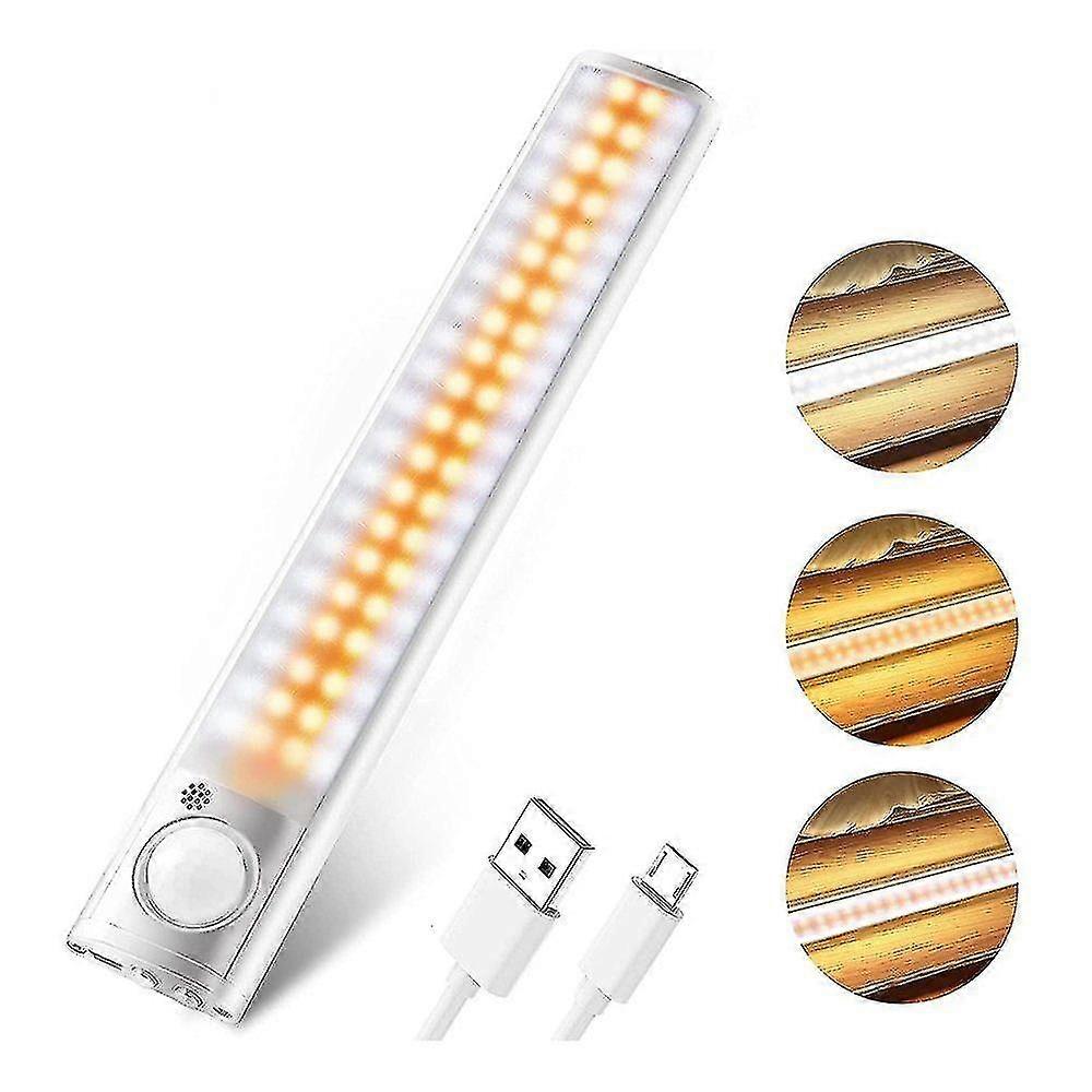 Led Motion Sensor Closet Lights, 80 Led Under Cabinet Lights With 3 Modes, Kitchen Lights With 3 Brightness Levels, Rechargeable