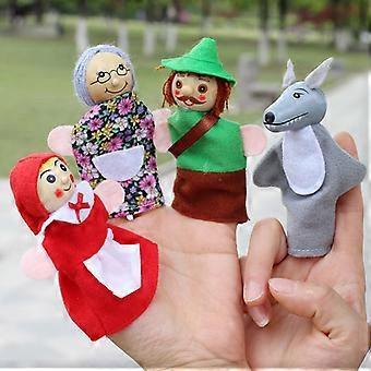 4pcs/Lot Kids Finger Puppets Doll Plush Toys Little Red Riding