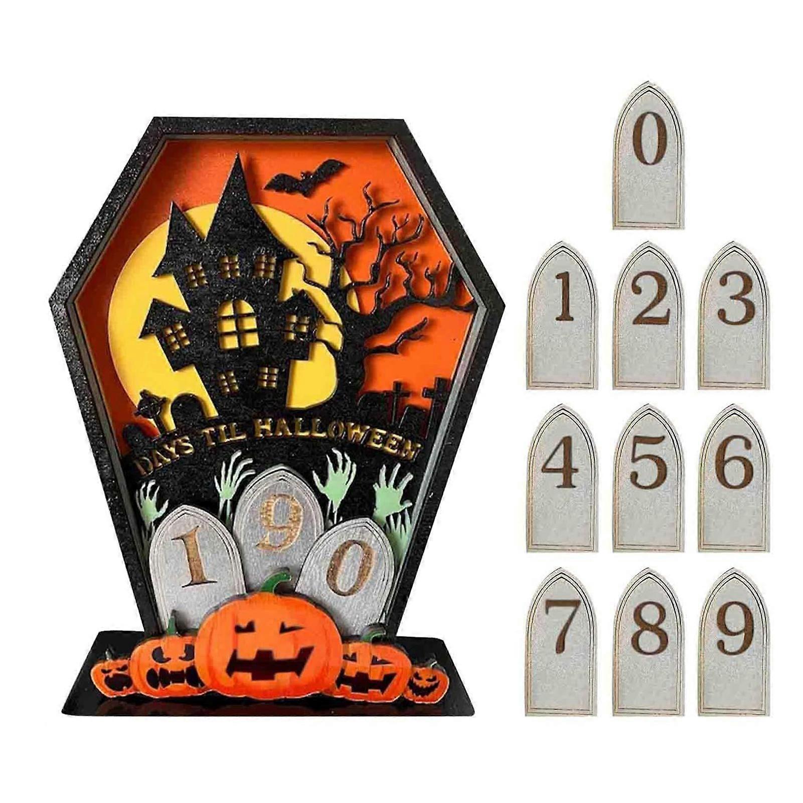 Halloween Calendar Number Plate Countdown Ornament Stylish Desktop Crafts Decoration for Children Boys Girls