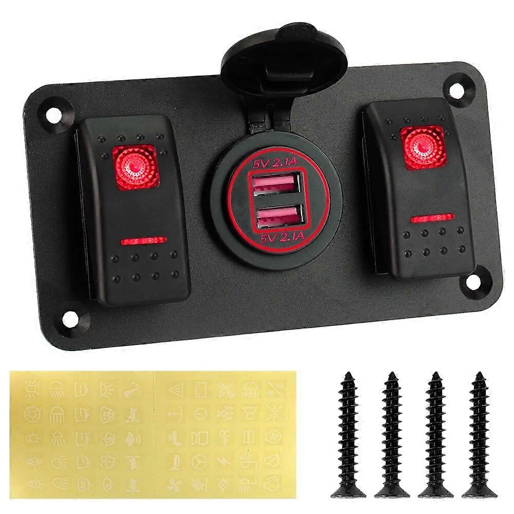 Socket Switch for Car LED Switch Panel 12-24V Dual USB Port