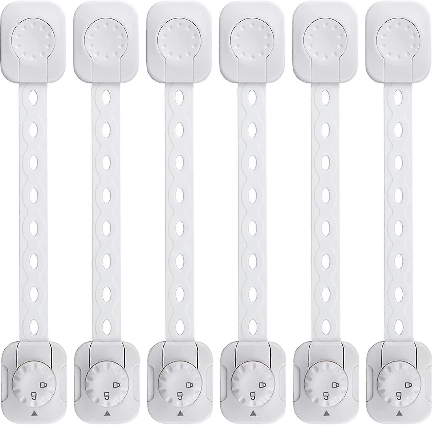 Baby Safety Lock(Improved), Set of 6 Child/Baby Cupboard Locking Latches, for Drawer, Fridge(White, No Tool Required),2024 Ping