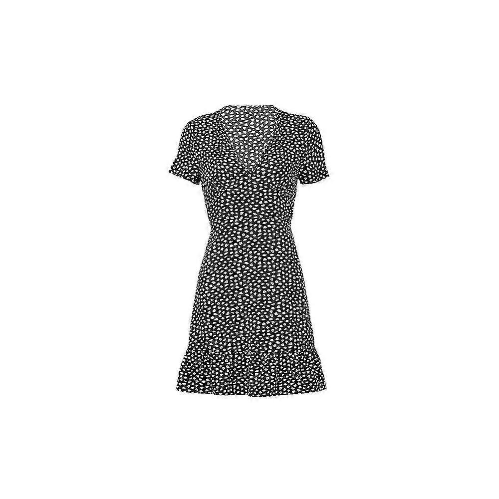 Kesä naisten kukkaprintti Laskostettu V-kaula-aukkoiset mekot