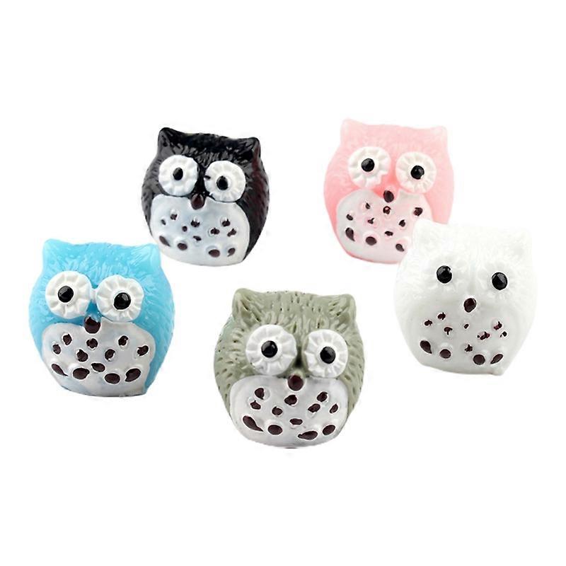 5Pcs Owl Sculptures Eco-friendly Anti-fade Resin Miniature Owl Ornaments for Home KAESI