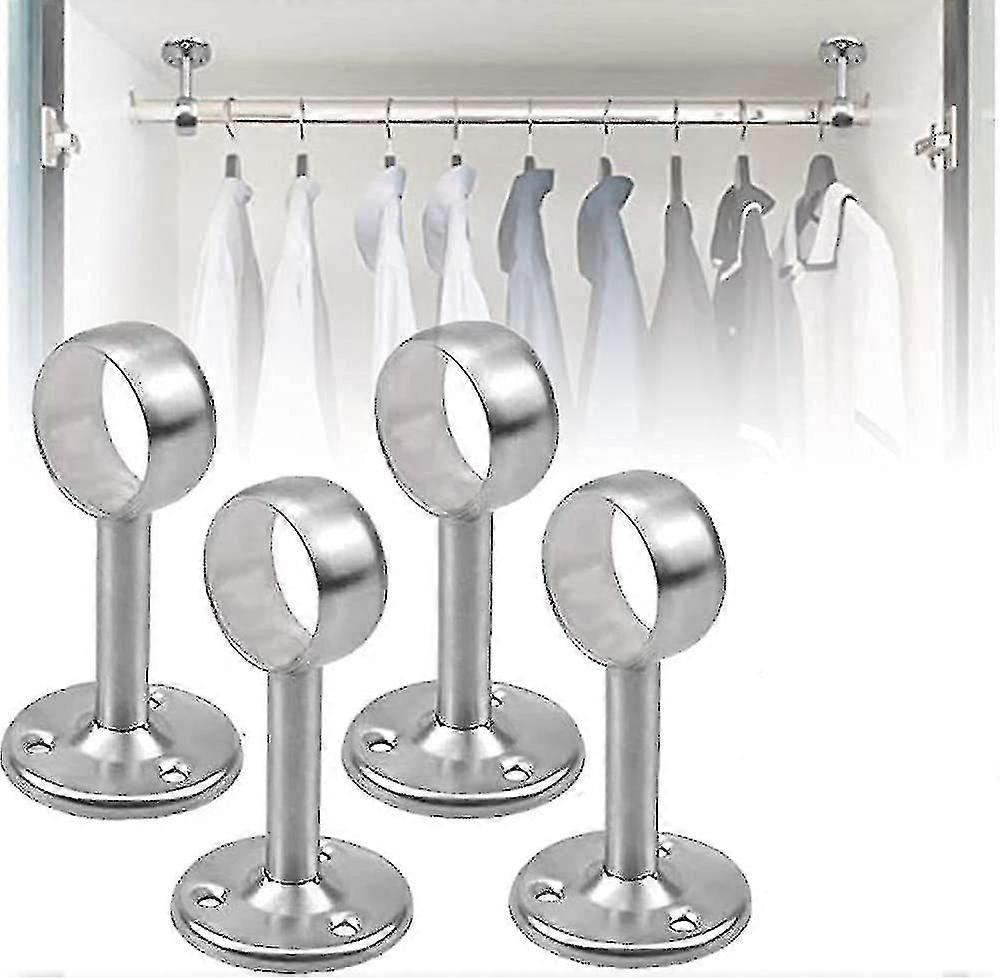 4pcs Ceiling Mount Curtain Bracket,stainless Steel Closet Pole Wardrobe Pole Holder25mm