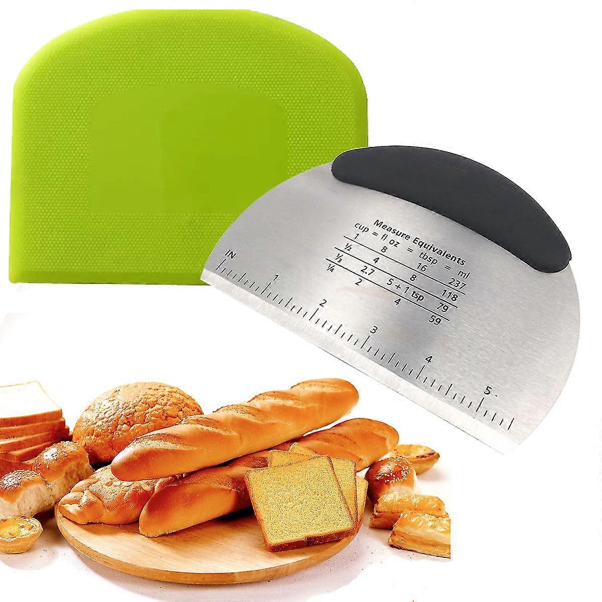 2pcs Dough Scraper Card Dough Cutter Bowl Scraper Dough Bread Cutter Kitchen Flour Scrapers For Baking, Plastic 12x9.5cm