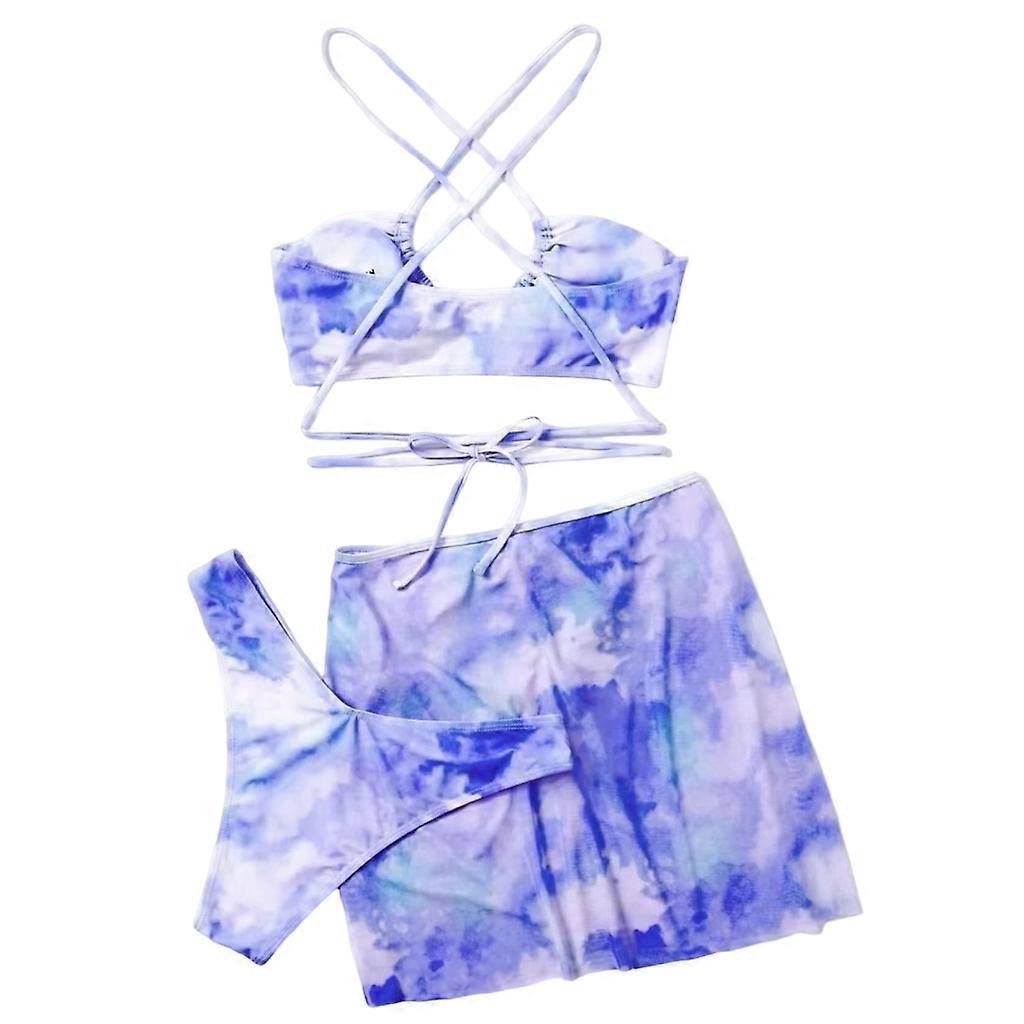 المرأة كريس الصليب بدلة السباحة 3 قطعة ملابس السباحة السيدات التعادل صبغ بيكيني ملابس البحر