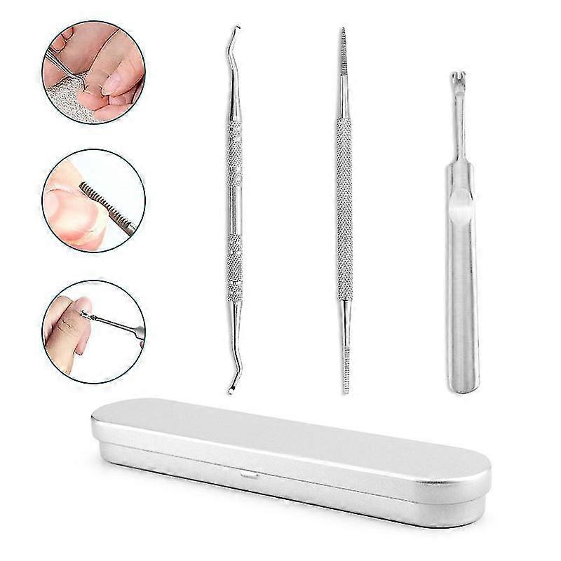 3pcs αναβαθμισμένο εργαλείο νυχιών Ingrown, αρχείο και ανυψωτής νυχιών Ingrown, εργαλεία επεξεργασίας νυχιών Podiatrist, βαθμός χειρουργικής επέμβασης ανοξείδωτου, πεντικιούρ μανικιούρ