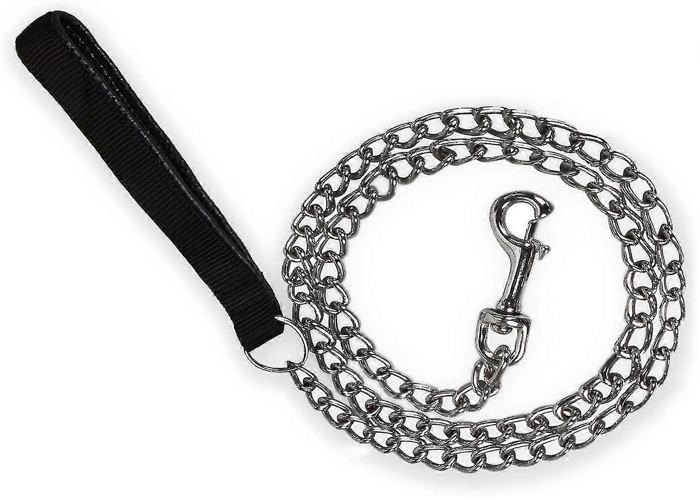 Dww-chain Leash (120cm*0.4cm) Solid Metal Leash Leather Handle