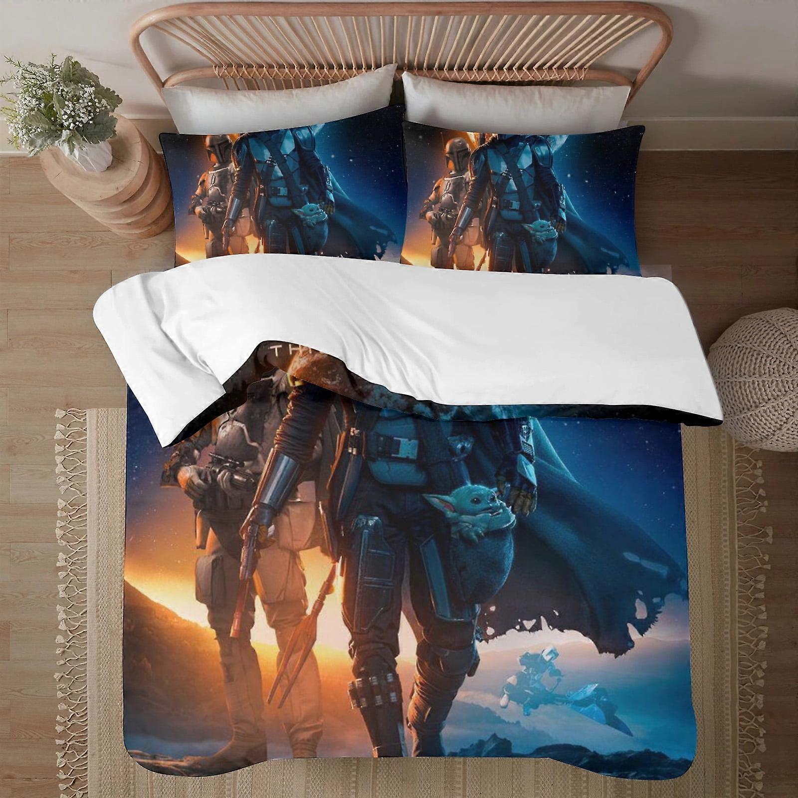 v5858 Povlečení Povlečení The Mandalorian 3-dílná sada povlečení1 povlak na přikrývku +2 povlaky na polštáře pro děti Chlapci Dívky Dospělý Kreslený Teplý Roztomilý Módní Dovolená 