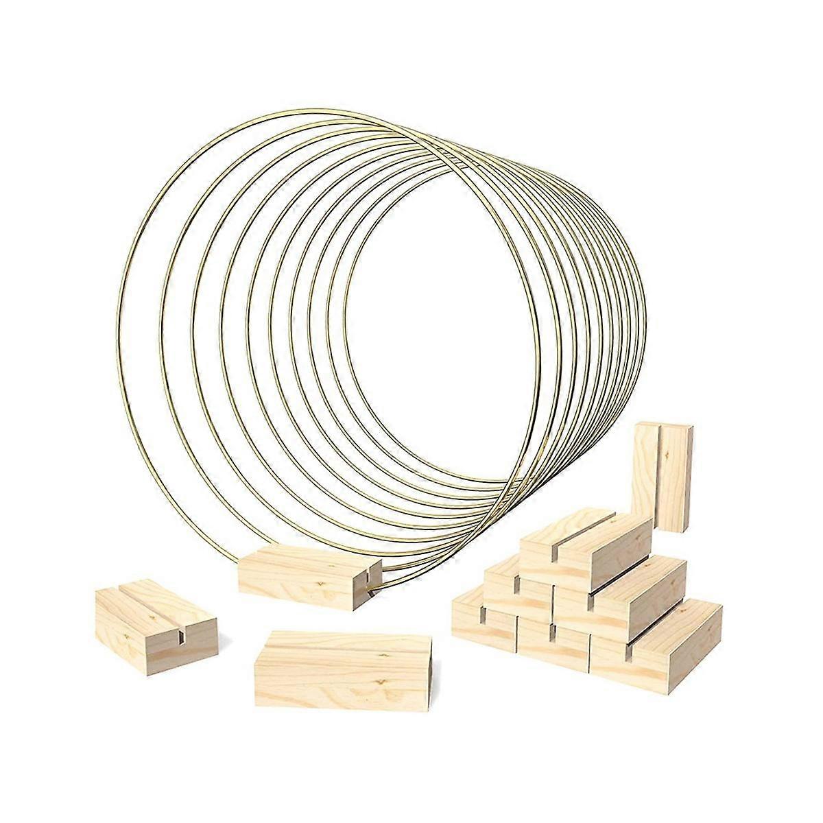 10 Pack 12 Inch Floral Hoop Centerpiece with Stand for Table Metal Hoops for Crafts Metal Rings