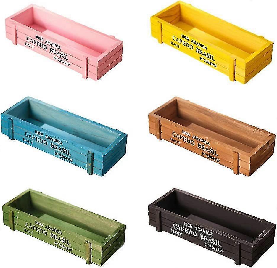 Multifunctional Rectangular Wooden Storage Box Flowerpot Simulation Plant Flowerpot Random Color