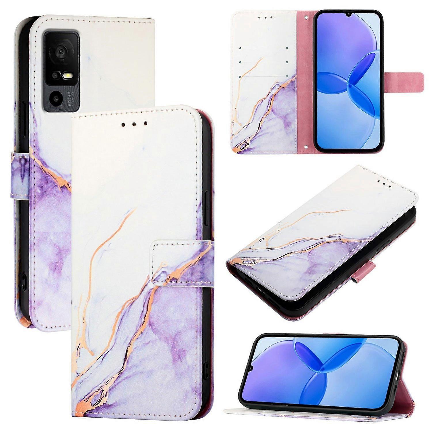 Marble Leather Phone Case For TCL 40R 5G