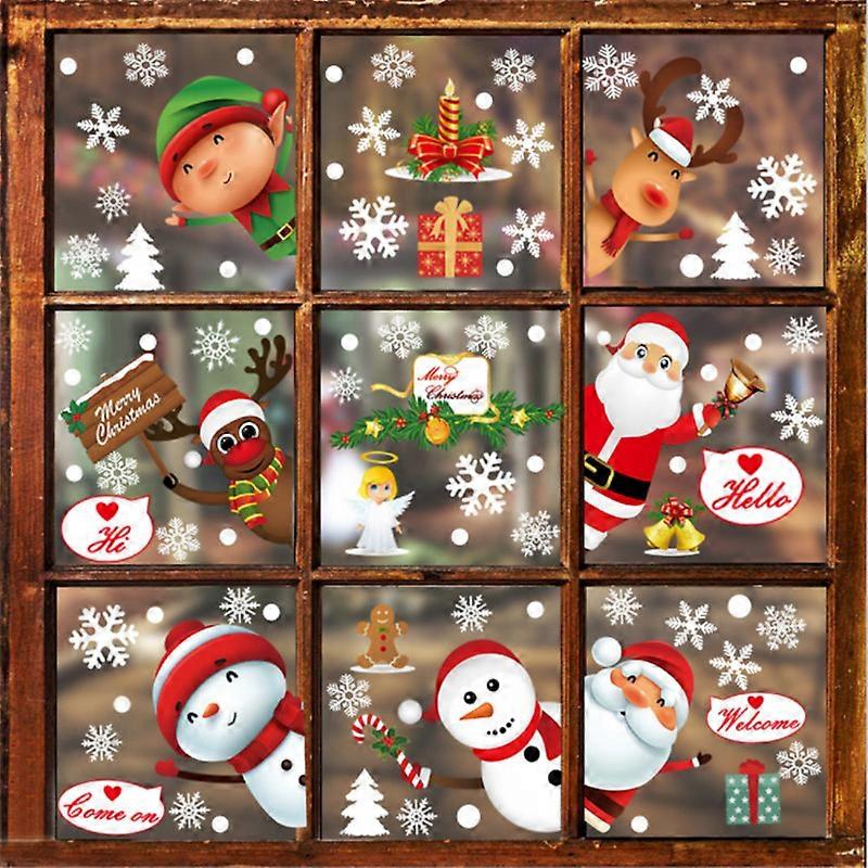 MIMIGO 2 PACK Christmas Theme Window Decals Stickers Christmas Window Decorations Xmas Santa Snowflake Window Decor 20*29CM