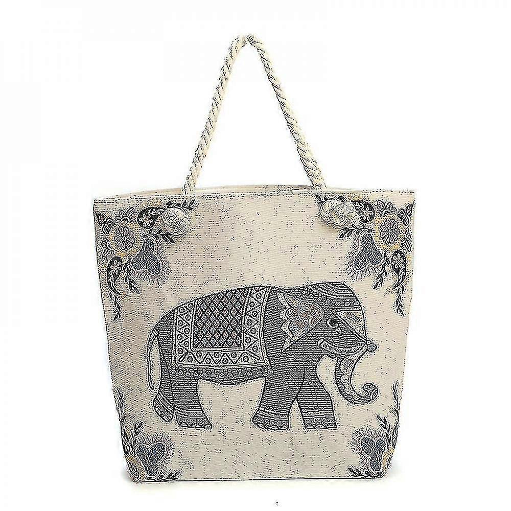 Embroidery Elephant Canvas Bag