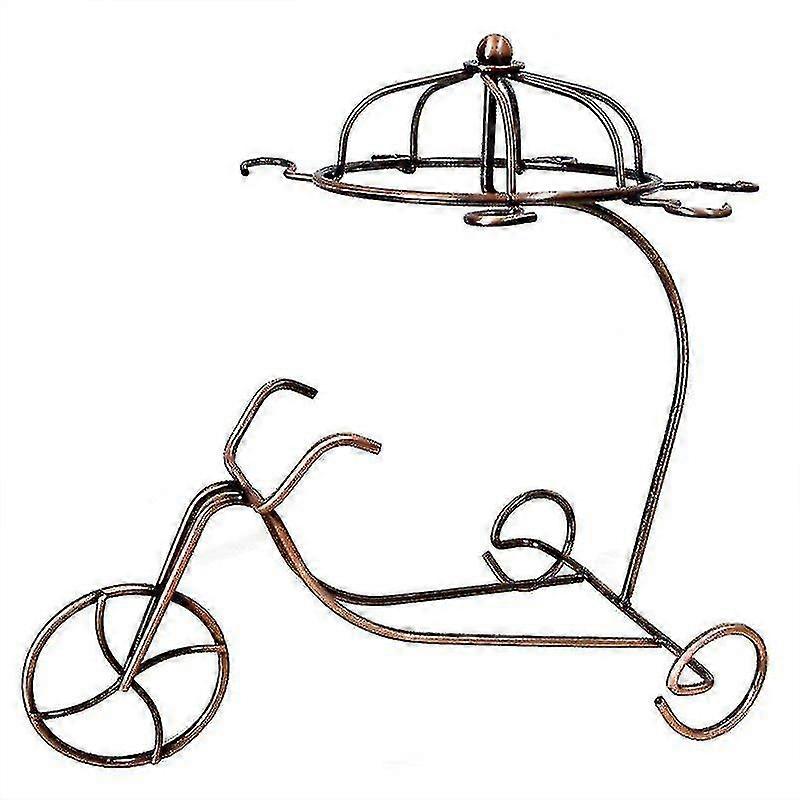 Retro Iron Tricycle Shaped Wine Glasses Holder 4 Cups Wine Stand Tabletop Wine Rack For Home Office