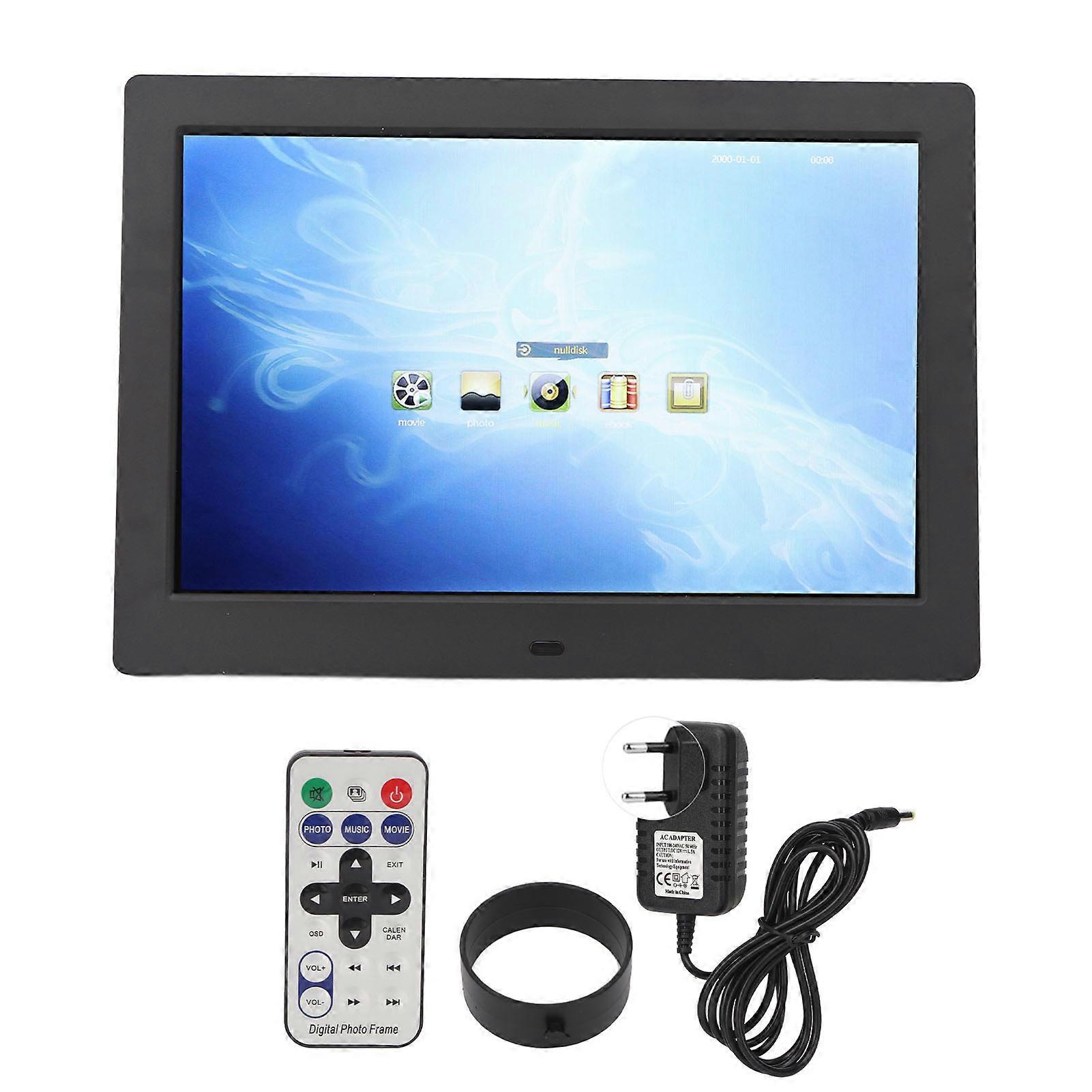 LCD Digital Photo Frame IPS Full View Screen HD 1280x800 USB Support Black 10in 100?240V EU Plug