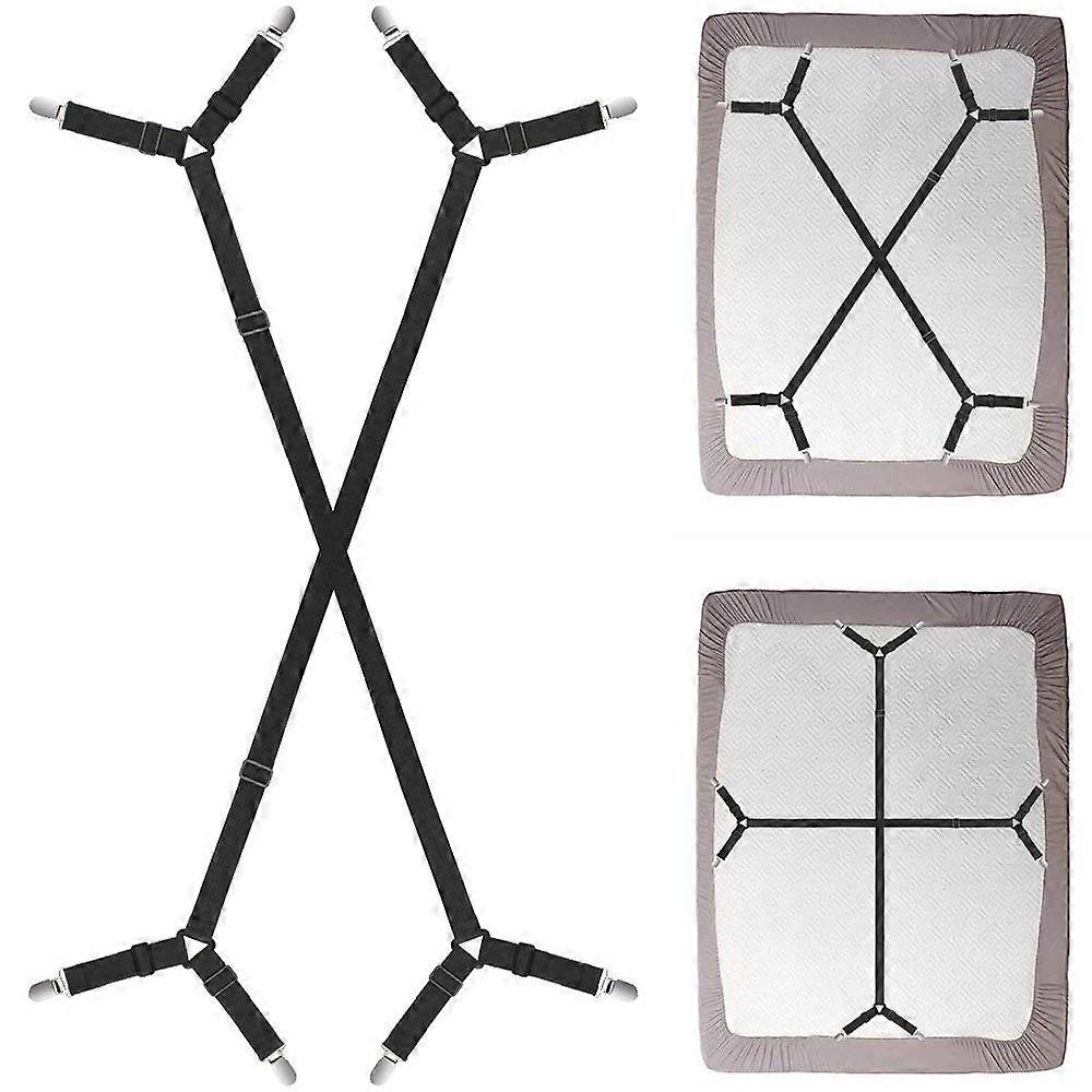 Wuhing-SJ-One Set Crisscross Adjustable Bed/Fitted Sheet Straps Suspenders Gripper/Holder/Fastener -Keep Your Bed Sheet In Place!