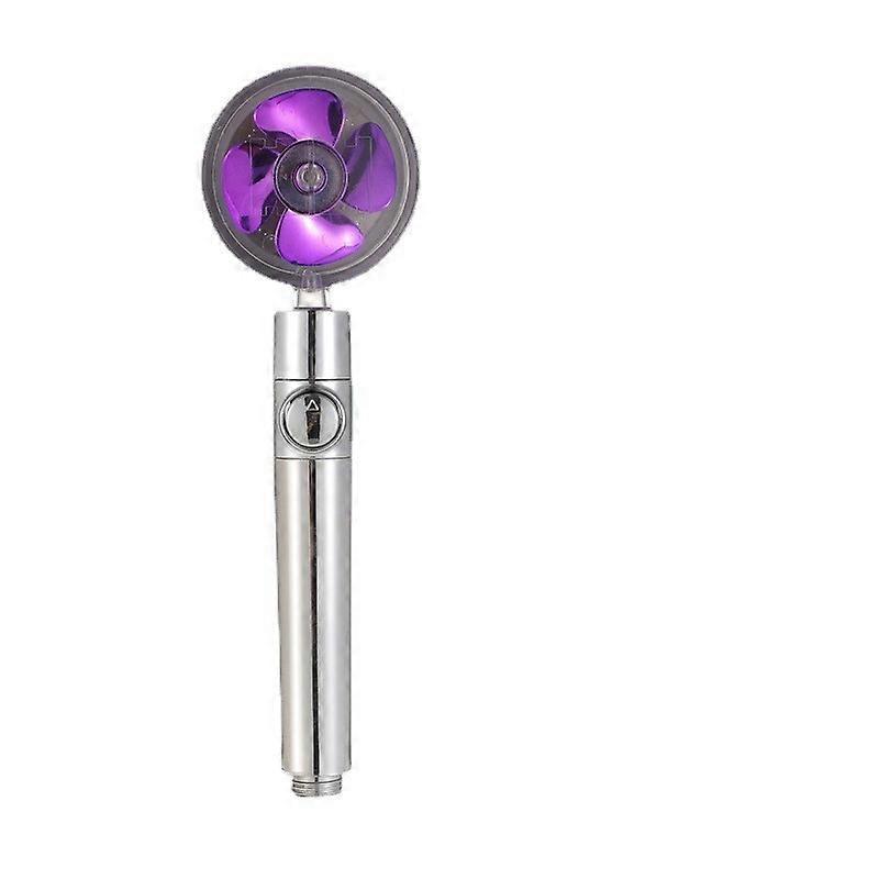 Bathroom 360 Rotation Shower Head Propeller Switch Water Saving Purple