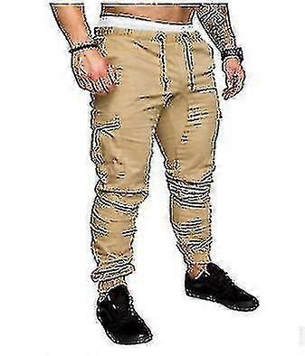 Mäns cargo elastiska midja joggare byxor