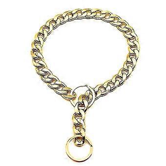 Link Thick Gold Chain Pets Safety Collar Pet Dog Adjustable Chain Collar Punk Gold Plated Collars