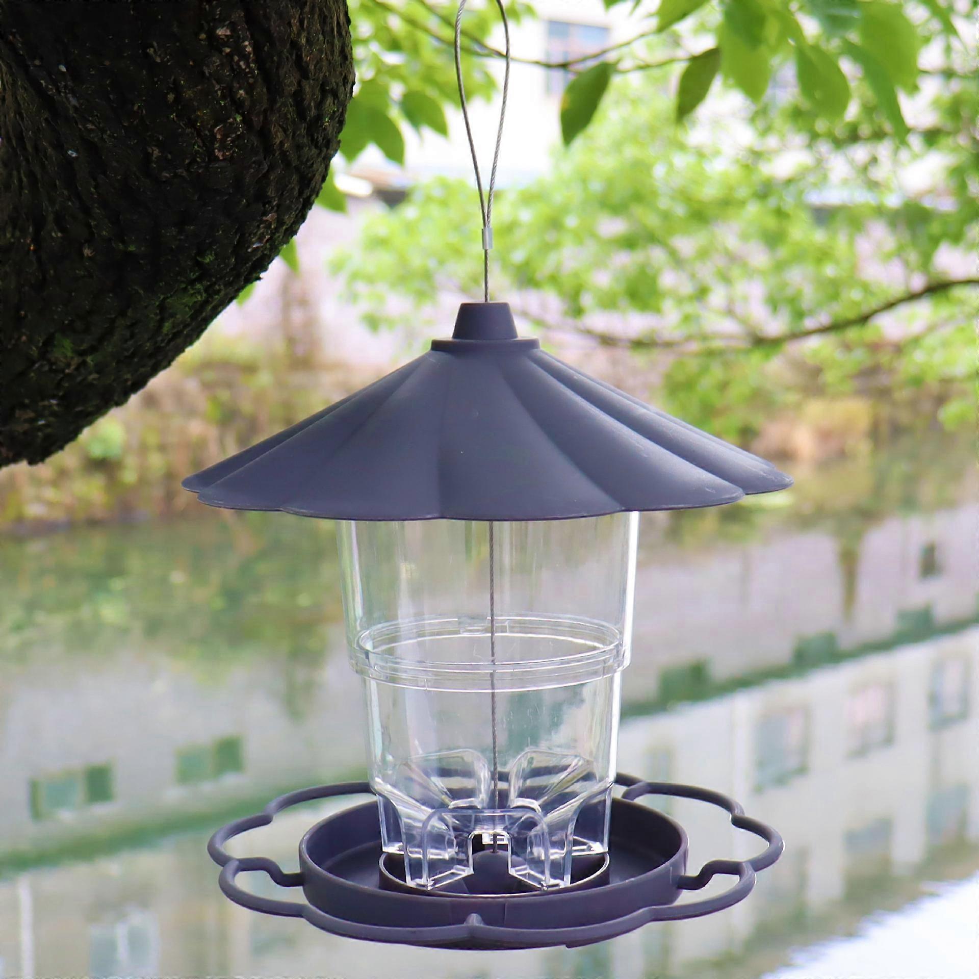 Hanging Bird Mix Seed Feeder Wildlife Bird Food Feeder for Outdoor Garden Seed Blends Sunflower Heart Peanuts Nut Feeding Small Birds, (Gray)(1pcs)