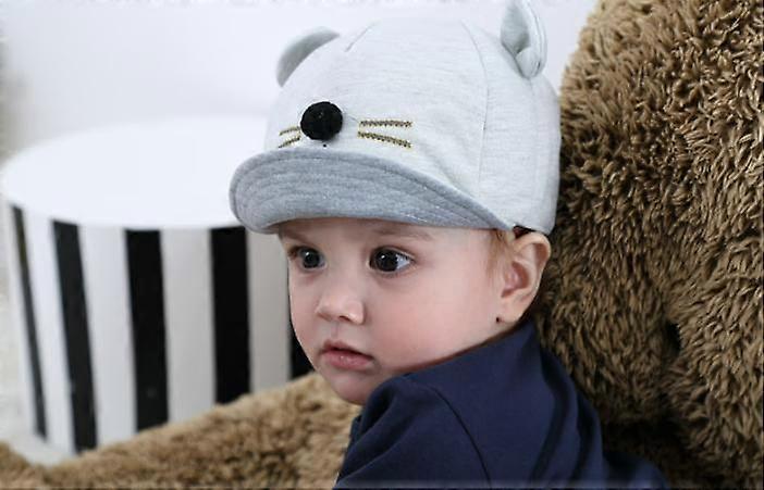 Kids Baby Bunny Rabbit Visor Baseball Cap Cotton Dark Gray Grey