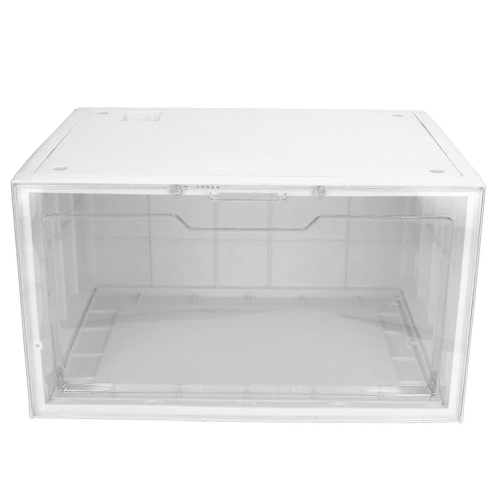 Sneakers Dustproof Thickened Transparent Shoe Box Case Clear Plastic Stackable Shoe Storage Box White