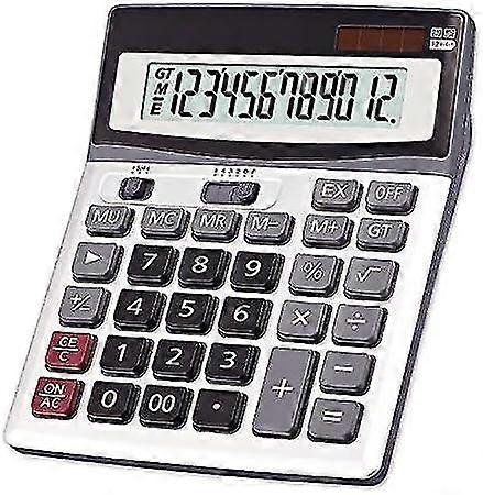 Large Format Calculators Desktop Calculator, Solar Calculator And Dual Power Battery Portable 12 Digit Large Lcd Display Calculator (silver)