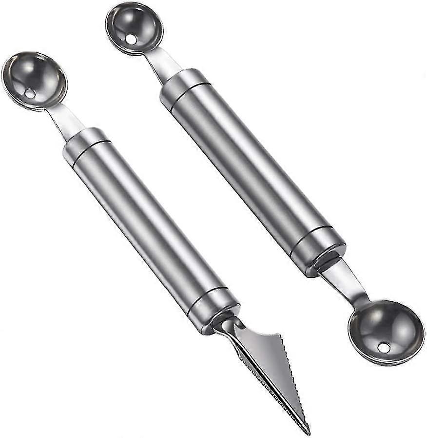 New 2 Melon Spoon Ball Cutter Double Purpose Melon Cutout Fruchtschnitz Tools Gift