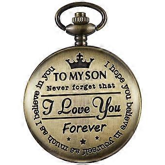 Men Quartz Pocket Watch Classic Vintage Pendant Watch To My Son" Watch Gift For Father Mother Son Necklace Watch